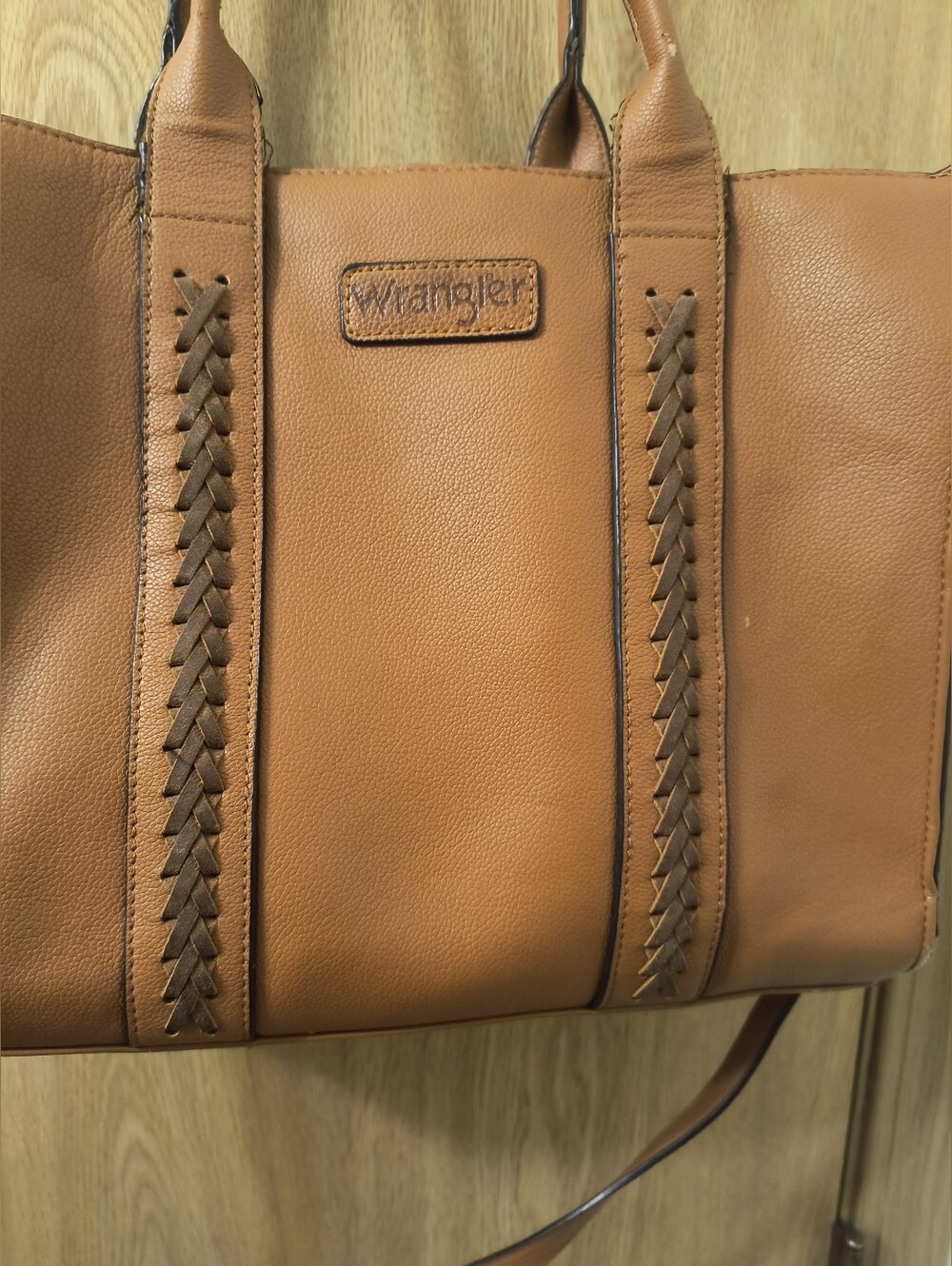 Wrangler Western Whipstitch Tote Crossbody Bag Cognac Brown Handbag Satchel - Picture 10 of 11